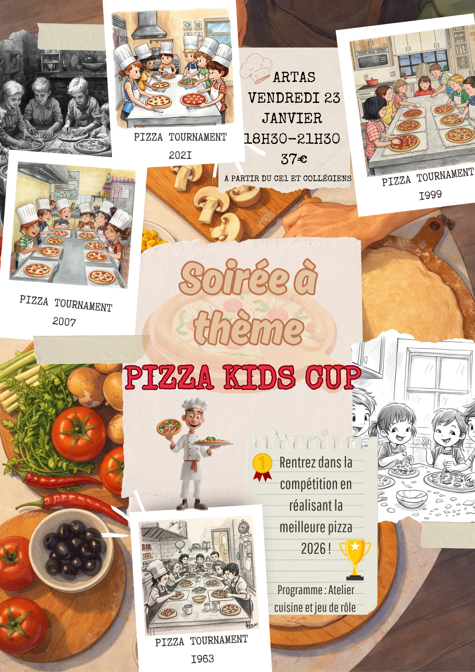 Soirée à thème pizza kid cup